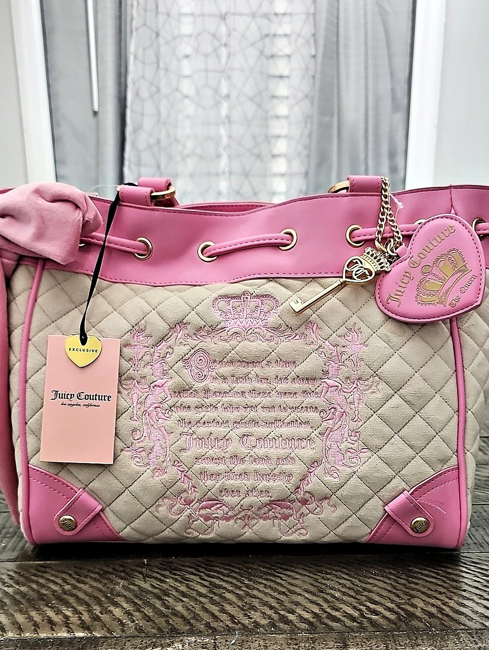 Juicy Couture Juicy Tale Tote Quilted Pink & Beige